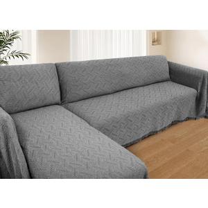 Sectional Couch Covers for Sectional Sofa L Shaped Sofa Cover Blanket 2 Pieces L Shape Furniture Protector for Pets Dogs (Dark Grey, Large)