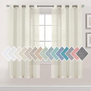 H.VERSAILTEX Premium Soft Rich Linen Light Filtering Curtains for Living Room Pair Set Silver Grommet Natural Linen Blended Window Treatment Curtain Panels Privacy Protection (52" W x 72" L, Ivory)