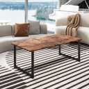 35.4" Rectangular Coffee Table for Living Room, Modern Industrial Style Coffee Table Center Table with Metal Frame for Small Space, Apartment, Office, Easy Assembly, Brown