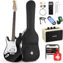 Donner 39 Inch Left-Handed Electric Guitar Kit Solid Body Black Lefty Beginner Set Full-Size with Amplifier Online Lesson Bag Digital Tuner Capo Strap String Cable Picks DST-100BL