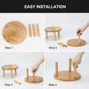 Mini Bamboo Stool Plant Display Stand, Round Decorative Flower Shelf Bonsai Rack, Succulents Plant Pot Raiser, Cake Stand Display Holder for Indoor Outdoor Garden Home Decoration, 2 Pack