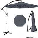 10 ft Cantilever Umbrella Outdoor Patio, Offset Patio Umbrella with Easy Lift & Tilt Adjustment, UV Protection Fade Resistant for Deck, Pool, Garden, Gray