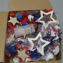 6ft 4th of July Garland 250th Anniversary Red White Blue Garland Patriotic American Lighted Vine Branches Star Ornaments and LED Twigs for Home Office Mantel Fireplace Shelf Table Decor