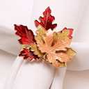 8 Pcs Maple Leaves Napkin Ring, Fall Metal Napkin Ring Holder Maple Leaves Serviette Buckle Holder Autumn Leaf Napkin Buckle for Harvest Season Thanksgiving Fall Decoration (three-color-8pcs)