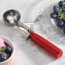 New Star Foodservice 34868 Commercial-Grade Thumb Press Food Disher/Ice Cream Scoop, 18/8 Stainless Steel, 1.75 oz, Size 24, Red