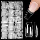 Bellefin 420Pcs Medium Coffin Nail Tips, 15Sizes Coffin Nails Tips Clear Press on Nails Soft Gel Acrylic False Nail Full Cover Half Matte Fake Nails for Nail Extensions DIY Home Nail Art
