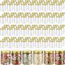 Wesiti 100 Pcs 8 oz Clear Plastic Mason Jars Containers With Screw on Gold Lids Refillable Round Empty Plastic Jars Storage Containers Reusable for Kitchen Household Dry Food Storage Honey Herb Nuts