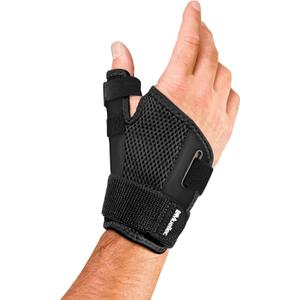 MUELLER Sports Medicine Adjust-to-Fit Thumb Stabilizer, Spica Splint, Thumb Pain Relief Brace for Men and Women, Ideal for De Quervain's Tenosynovitis, Arthritis, Sprains, Fits Right or Left (1 Count (Pack of 1), Black)