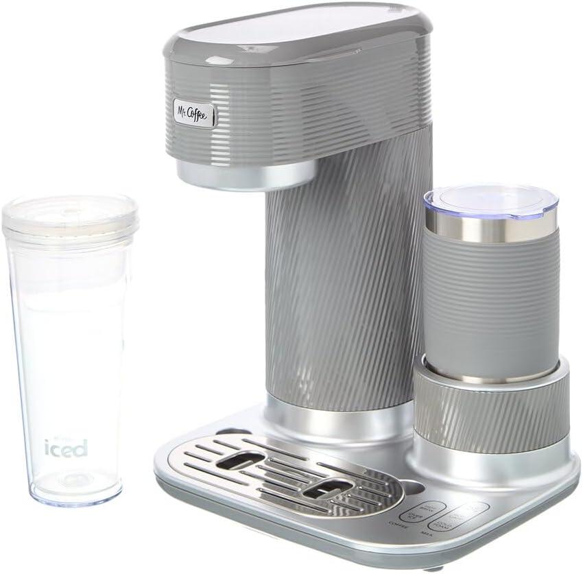 Mr. Coffee 4-in-1 Latte Lux Iced Hot Coffee Maker with Built-In Milk Frother Single-Serve 22 Ounces