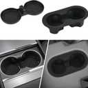 frani Cup Holder Set (2-Piece) Compatible with Tesla Model Y 2021-2026 & Juniper Refresh - Premium Silicone Inserts for Center Console & Rear Seats Black