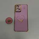 Petitian for Moto G 5G 2024 Case - Women Girls Bling Glitter Heart Design for Motorola for Moto G 5G 2024 Cases, Cute Girly Sparkle Gold Plating Phone Case Cover Funda for Moto G 5G Purple