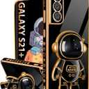 Buleens for Samsung Galaxy S21 Plus Case with Astronaut Stand, Women Girls for Galaxy S21 Plus Cases, Girly Cute 6D Space Astronaut Hidden Kickstand Design Phone Cover for S21 Plus 6.7 Inch Black