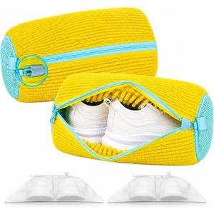 Shoe Washing Machine Bag 2 Pack, 20,000+ Chenille Sneaker Wash Bags for Washer and Dryer, Large Shoe Bag for Washing Machine with Self-Locking Zipper