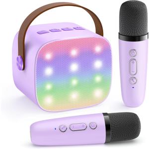 YLL Karaoke Machine for Kids, Portable Mini Speaker with 2 Wireless Microphones, TOP Kids Gifts for Girls Ages 3, 4, 5, 6, 7, 8, 9, 10+ Years Old, 4-12th Birthday Singing Present Toy Party (Purple)