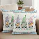 Easter Decorative Throw Pillow Covers 18x18 Set of 2 Gnome Spring Square Pillow Covers for Couch Happy Easter Eggs Bunny Carrot Floral Cushion Cases for Living Room Bedroom Bed Car Chair