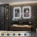 Keonjinn 24"x36" Lighted Mirrors for Bathroom Wall with Bluetooth Speaker, LED Mirror for Bathroom with Frontlit & Backlit, Bluetooth Mirror Bathrooms, Tempered Glass, Dimmable 3-Color Lights, CRI90+
