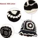 Women Crochet Bucket Hat Knitted Bucket Hat Handmade Cute Flower Pattern Beach Hat Outdoor Cute Striped Floral Fishing Hat Knit Bucket Hats Fisherman Hat for Women Multicolor