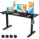Electric Standing Desk Adjustable Height - Rolling Sit to Stand Desks on Wheels - Mobile Standup Computer Table 55 Inch Black One Piece Desktop and Rising Frame with Storage for Home Office & Gaming
