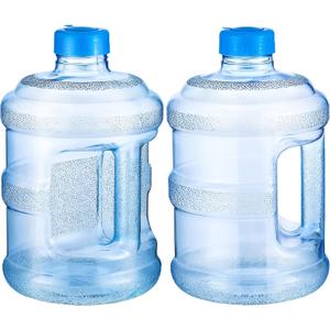 Bokon 2 Pieces gallon water jugs Round Plastic Water Bottle with Handle Screw Cap Reusable Large Capacity Bottle for Camping Outdoor Travel Gym Use