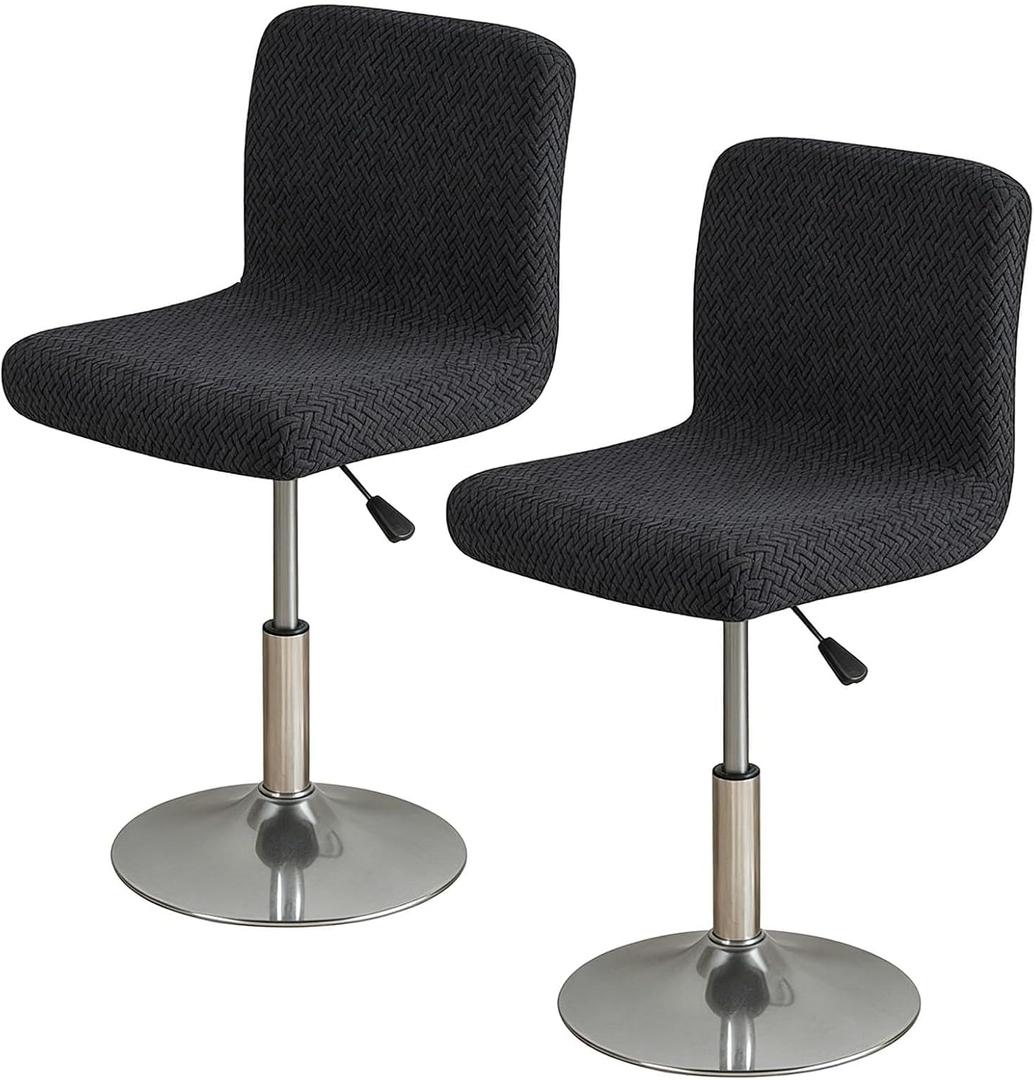 Bar Stool Covers with Backs Set of 2, Stretch Bar Stool Chair Covers with Back, Knitted Jacquard Fabric, Removable & Washable Slipcovers for Kitchen Pub Dining Room Barstools
