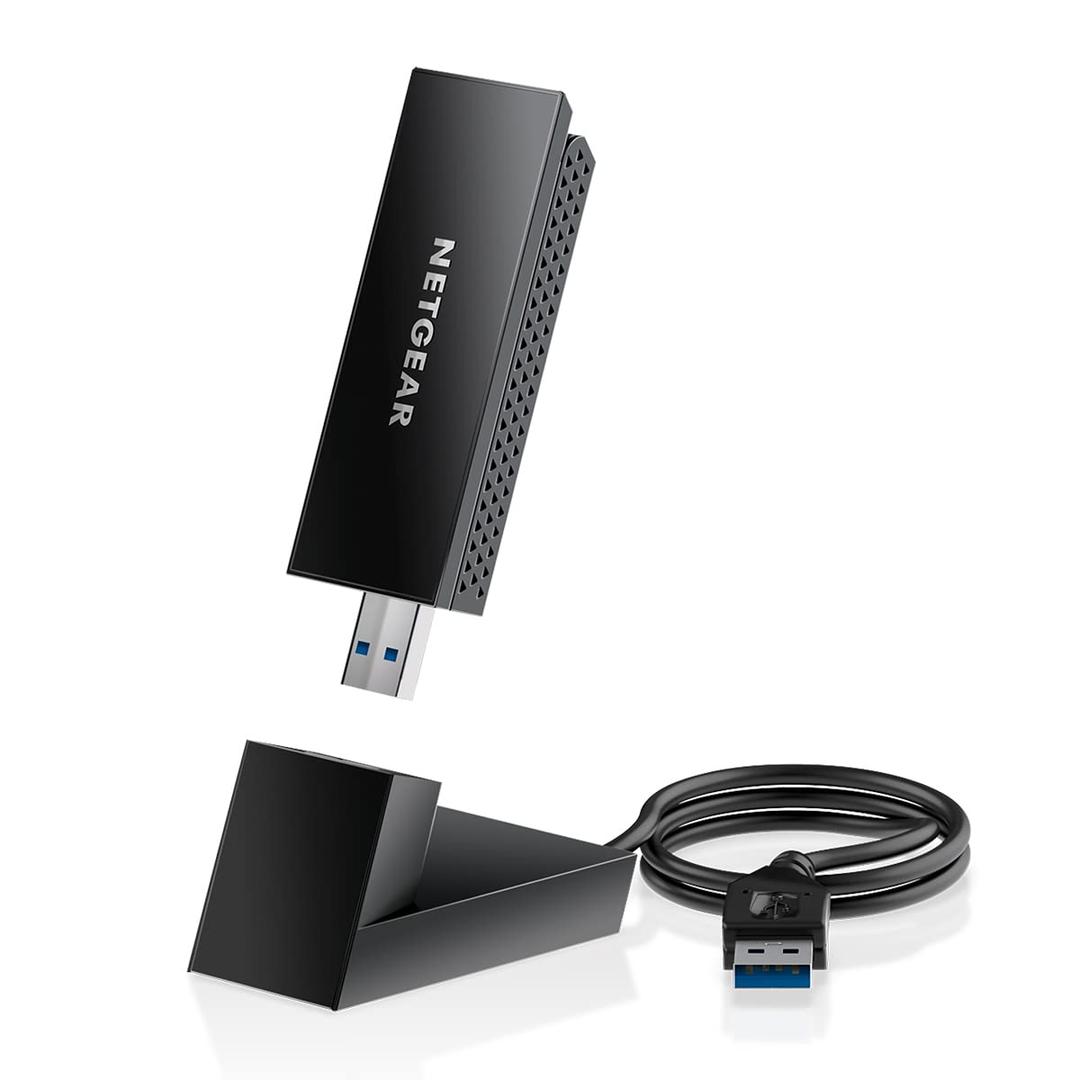 NETGEAR Nighthawk WiFi 6E USB 3.0 Adapter (A8000) - AXE3000 Tri-Band Wireless Gigabit Speed (Up to 3Gbps) - New 6GHz Band  Works with Any WiFi 6 or 6E Router Or Mesh System - for Windows PC