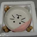 Shallow Elevated Cat Bowls with Bamboo Stand, 5.9 Inch Wide Ceramic Cat Dish Whisker Friendly, 2 Pack Pet Food and Water Plates