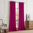 BULBUL Living Room Polyester Velvet Window Curtains 84 inch Length- 2 Panels Hot Pink Blackout Window Drapes Curtain Thermal Insulated Room Darkening Decor Grommet Curtains for Bedroom