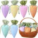 SilTriangle 12 Pcs Easter Carrot Shaped Treat Bags Easter Basket Stuffers Fabric Drawstring Candy Gift Goodie Bags for Egg Hunt Outdoor Party Supplies