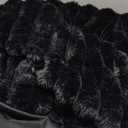 MEGO Fluffy Faux Rabbit Fur Bean Bag Chair Cover(No Filler), Luxury Plush Fuzzy Striped Stuffed Animal Storage Beanbag, 3FT Large Furry Ribbed Floor Lounger for Bedroom Living Room, Anti-Slip, Black (Large(38"x38"x40"))