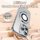 Luxury Bling Diamond Case for iPhone 13 Pro Max 6.7" - Clear Transparent Back with Glitter Card & Sparkling Rhinestones, Magnetic Kickstand, Shockproof Protection - Dazzling Cover for Women, Silver