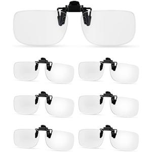 Copkim 6 Pairs Clip on Reading Glasses Flip up Magnifying Clip on Lens Blue Light Blocking Non Prescription Reading Glasses +4.00