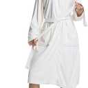 Women Lightweight Bath Robes Terry Cloth Towel Robe Microfiber Knee Length Bathrobe with Pockets (M)
