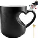 Heart-Shaped Color Changing Magic Ceramic Mug, 11oz Heat Sensitive Thermochromic Coffee Cup with Red Heart Pattern - Perfect Romantic Gift for Valentine's Day, Birthdays & Anniversaries (1PC)