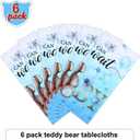 Tegeme 6 Pack Bear Baby Shower Tablecloth Plastic Bear Table Cover We Can Bearly Wait Tablecloth for Kids Birthday Party and Gender Reveal Decorations, 54 x 108 Inch (Blue)