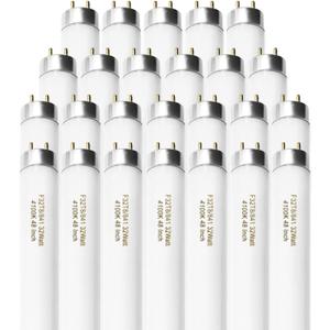 Konideke 25 Pack F32T8/841 Fluorescent Tube 48 Inch, T8 Fluorescent Light Bulb 4 Foot 32 Watt 4100K Cool White 2600 Lumens G13 Base