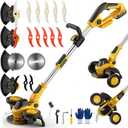 11-Inch Weed Wacker Cordless Compatible with DEWALT 20V MAX Battery | Electric Weed Eater, Grass Trimmer/Edger/Mini Mower/Brush Cutter, 4 Types Blades, Brushless Motor, Lightweight, No Battery