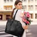 LOVEVOOK Laptop Tote Bag for Women,Vintage Leather Work Tote Bag for Women Computer Briefcase Bag,Waterproof Teacher Business