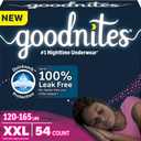 Goodnites Girls' Nighttime Underwear, Size XXL (120-165 lbs), 54 Ct (3 pack of 18), Packaging May Vary