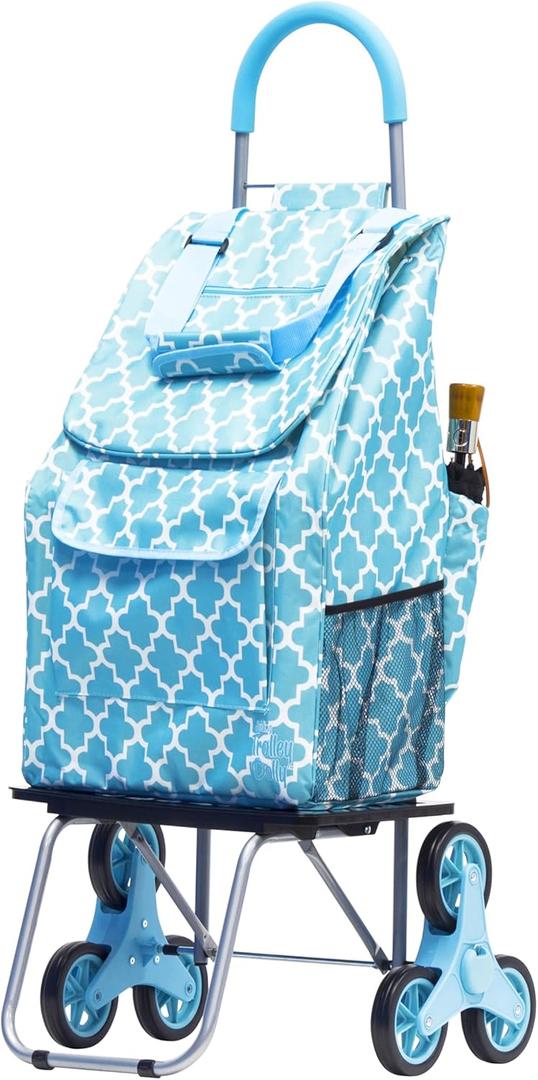dbest products Stair Climber Bigger Trolley Dolly, Moroccan Tile Grocery Shopping Foldable Cart Condo Apartment