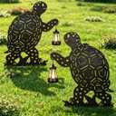 nawaza Turtle Metal Garden Stakes Decorative 2Pack,Solar Lights Outdoor Garden Decor Stake,Birthday Gifts for Mom Women,Decorative Metal Housewarming Ornament for Lawn Patio Yard Pathway Black.