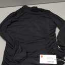 REORIA Womens Trendy Sexy Mock Turtle Neck Long Sleeve Sheer Mesh Ruched Going Out Bodysuits Tops (Medium, Black)