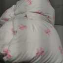 Nayoroom Pink Bow Comforter Set Queen Size Heart Bowknot Printed Coquette Bedding Set 3 Pcs Kids Girls Cute Comforter for All Seasons (1 Comforter, 2 Pillow Shams)