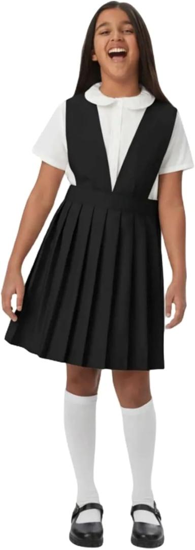 French Toast Girls' V-Neck Jumper (7, Black)