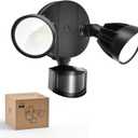 Philips 44W 4200 lm LED Security Light Outdoor w/PIR Motion Sensor, 5000K Daylight Flood Light, Waterproof, Dusk to Dawn, 2 Heads, 4 Modes (Black)
