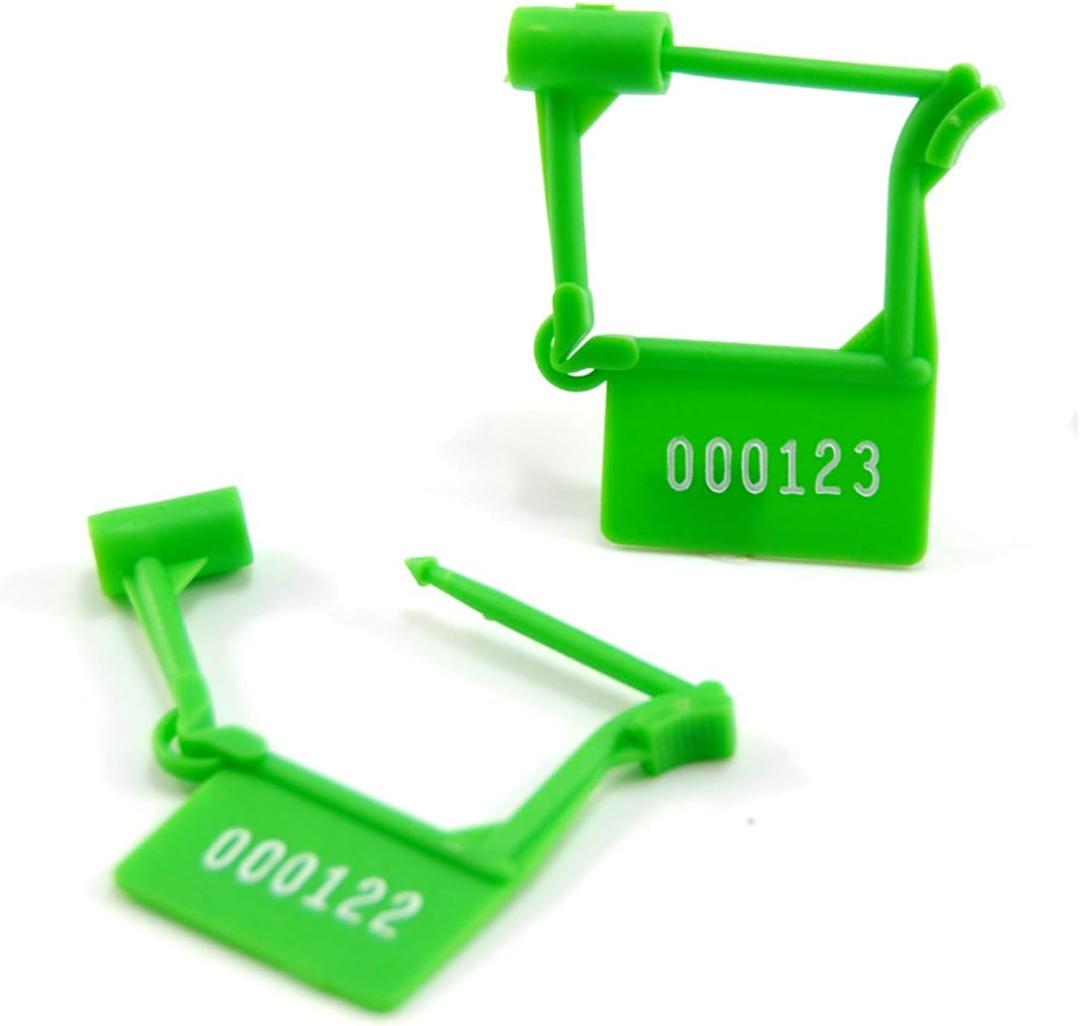 Tamper Proof Plastic Security Padlock Seals Numbered Disposable Safety Tags - Locks Self-Locking for Luggage Medical Clothing (1000 PCS) (Green)