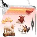 400W Heat Lamp for 30 Chicks, 9.84ft Cord UL Passed Brooder Heating Plate & Carbon Fiber Bulb Chicken Coop with Adjustable Temp & Hanging Height for Livestock Pet Supplies (Silver)