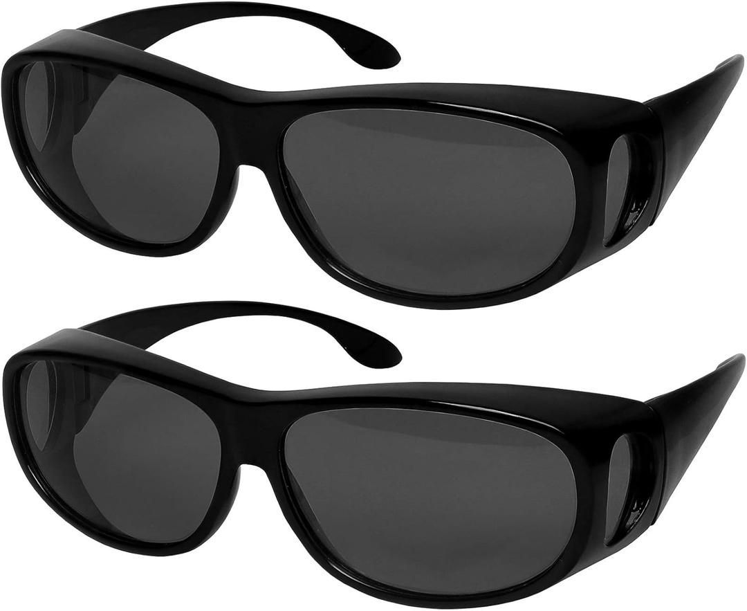 Success Eyewear Fit Over Sunglasses Polarized Lens Wear Over Prescription Eyeglasses 100% UV Protection for Men and Women (Set of 2 Grey)