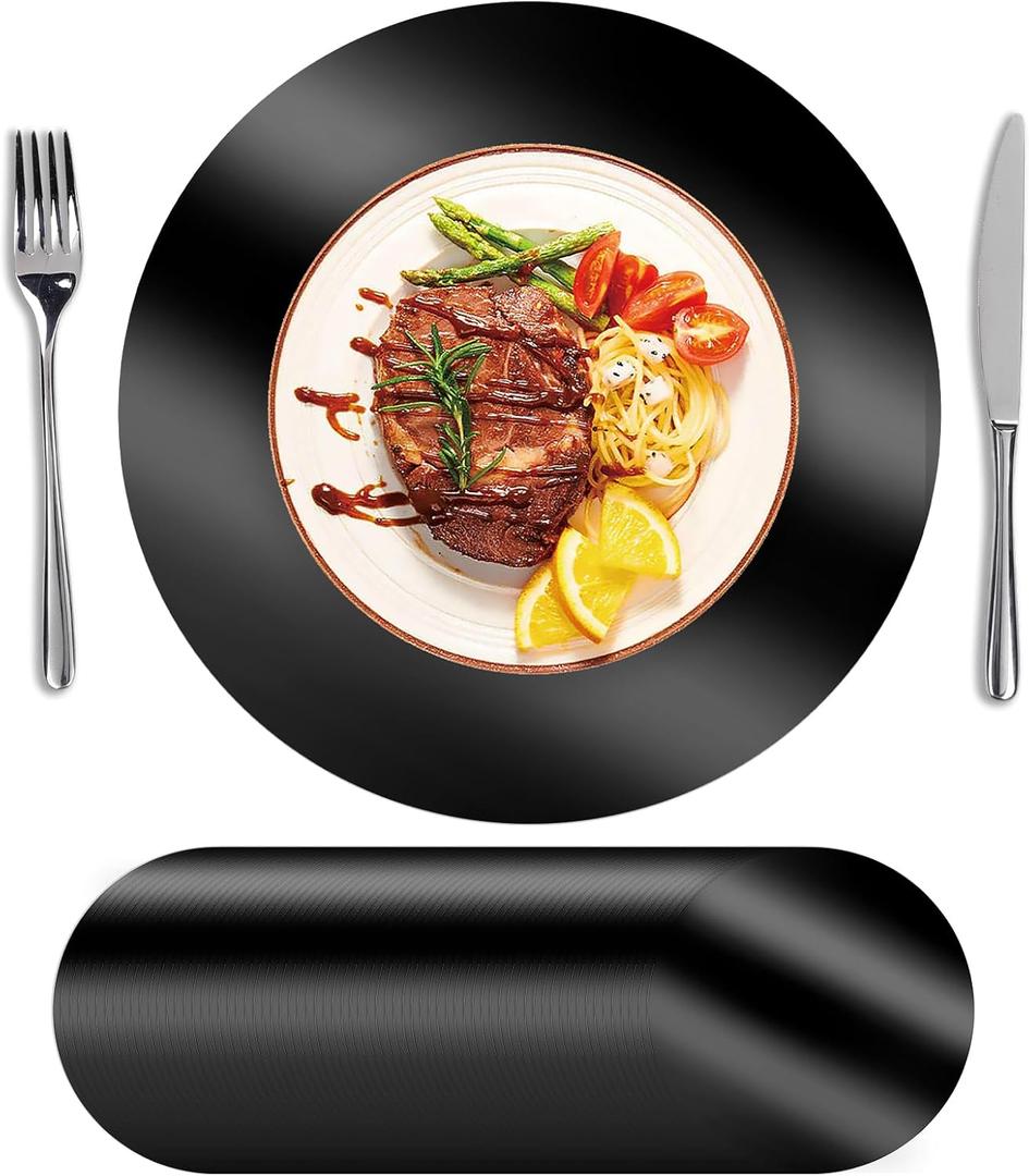 SHACOS 100Pcs Round Black Placemats, 13" Paper Place Mats Disposable for Dining Table, Charger Plates Table Mat for Christmas Dinner Party Wedding Birthday Banquet Table Setting Decor