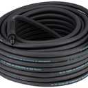SANFU Hybrid Air Hose 3/8”ID x 100FT, 300PSI Durable, Lightweight, With 1/4” Universal Aluminum 3IN1 Coupler and Plug, Bend Restrictors, Black(100’)