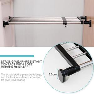 Hershii Expandable Closet Tension Shelf Rod Adjustable Metal Storage Rack Cabinet Organizer DIY Divider Separator Shelves for Wardrobe Cupboard Kitchen Bathroom, Black, 23.62-39.37inches